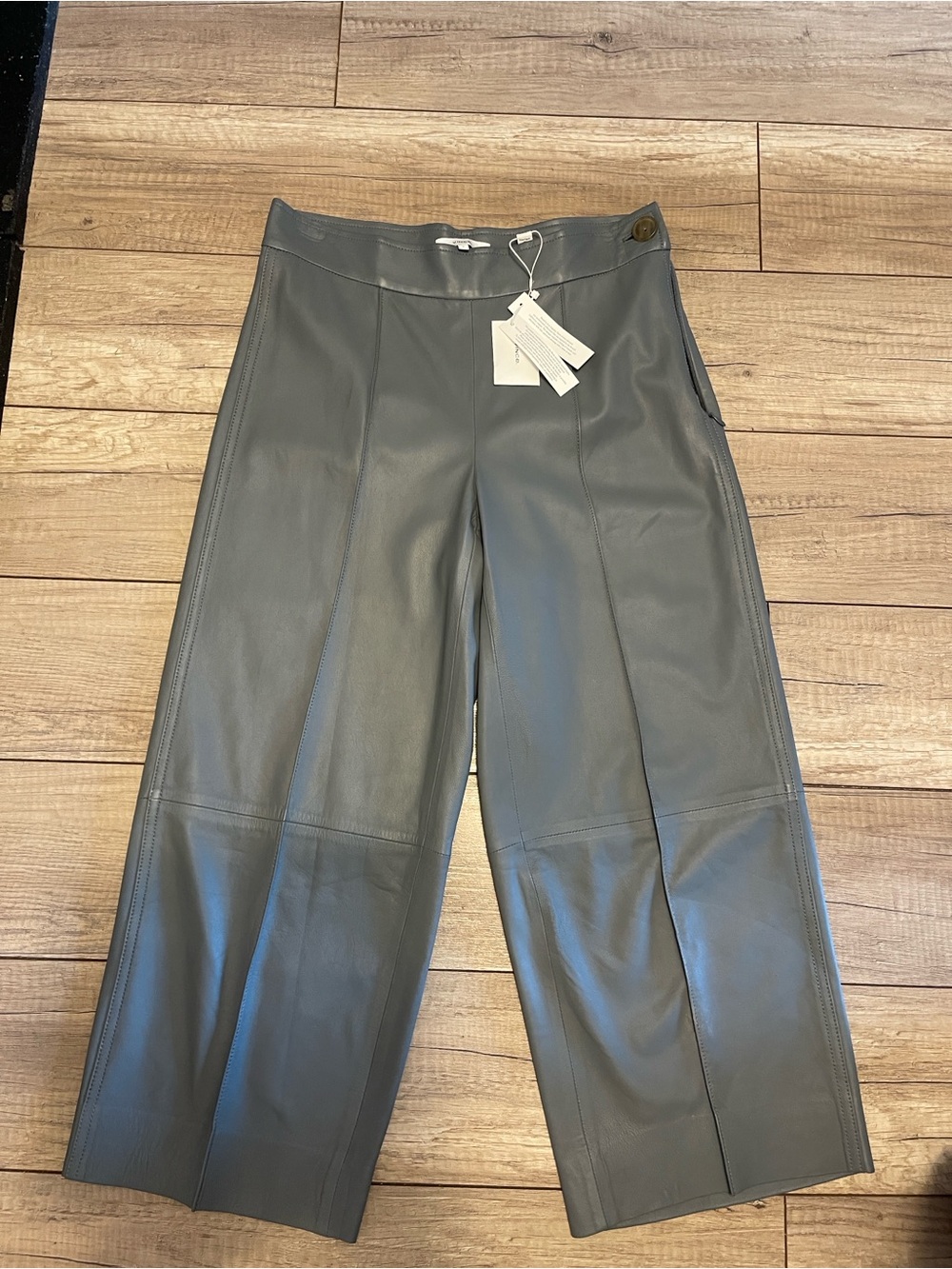 VINCE 100% Lamb Leather Wide Leg Pants Slate Gray Size 2 NWT